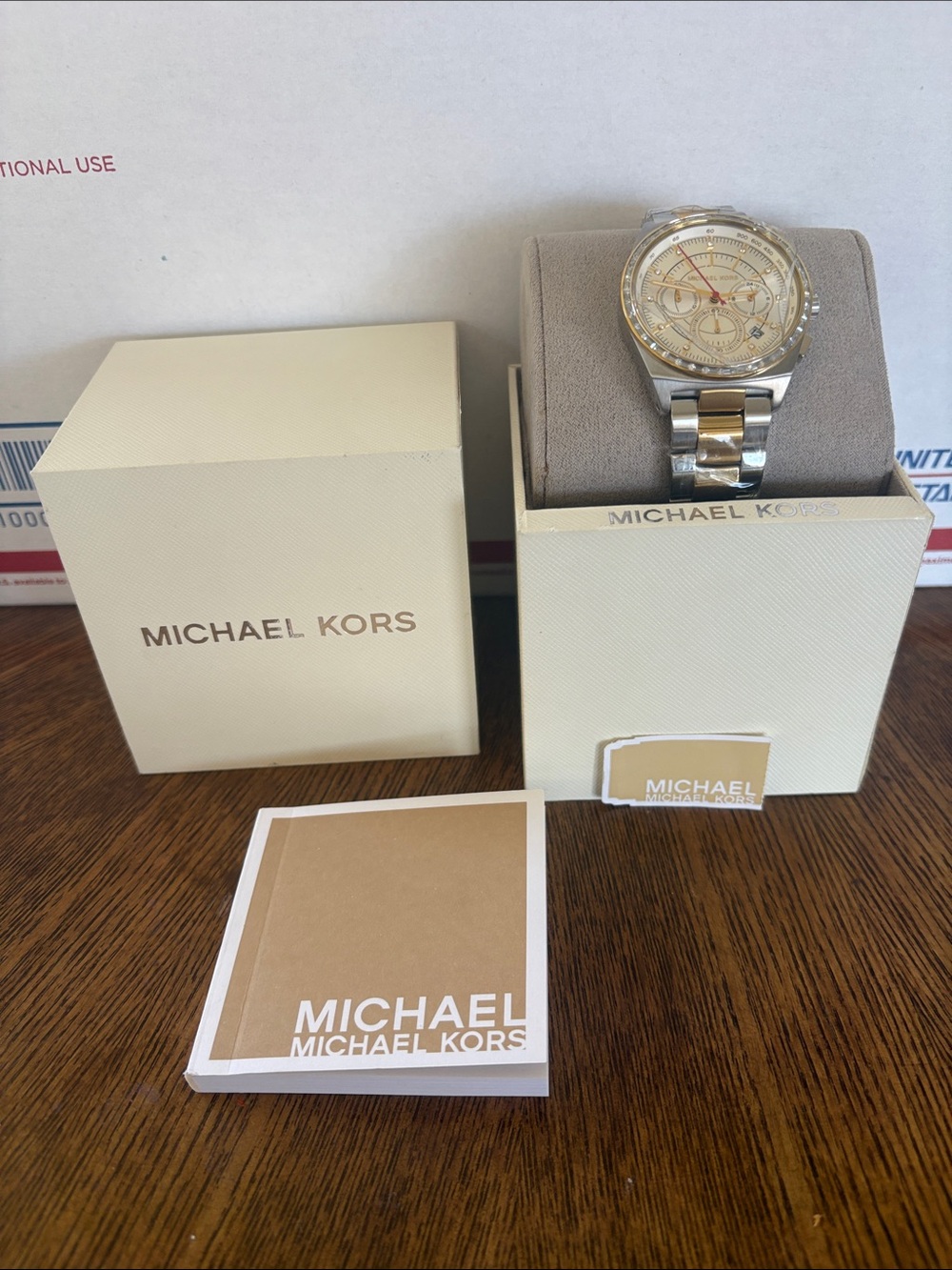 Michael Kors Silver and Gold MK6445 Vail Two-Tone Chronograph Watch